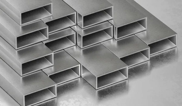 Tiges métalliques en acier. Concept de l'industrie métallurgique. 3D rendu illus — Photo