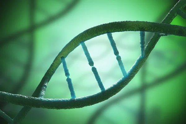 Close-up op spiraal Dna-moleculen. 3D-gerenderde afbeelding. — Stockfoto