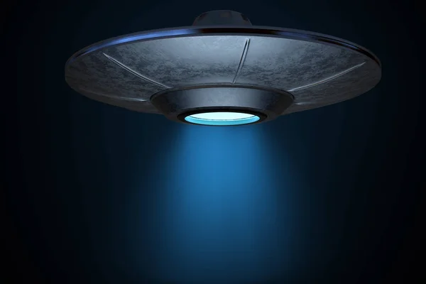 Světelný paprsek od létání kosmické lodi. 3D tavené ilustrace. — Stock fotografie
