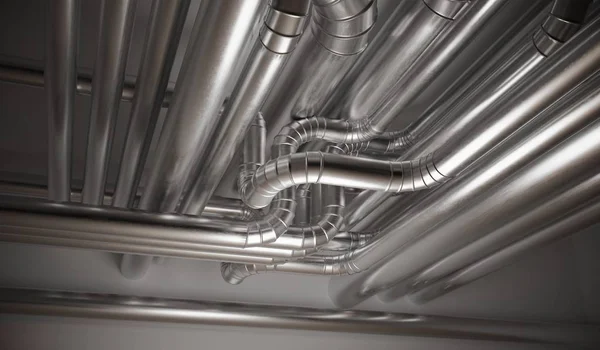 Tubos HVAC (calefacción, ventilación y aire acondicionado). Rende 3D — Foto de Stock