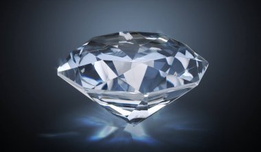 Siyah arka plan üzerine lüks elmas. 3D render illüstrasyon.