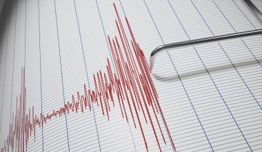 Yalan makinesi veya sismograf deprem algılama için. 3D rendere