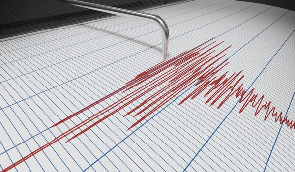 Seismograaf aardbeving detectie of leugendetector loopt — Stockfoto