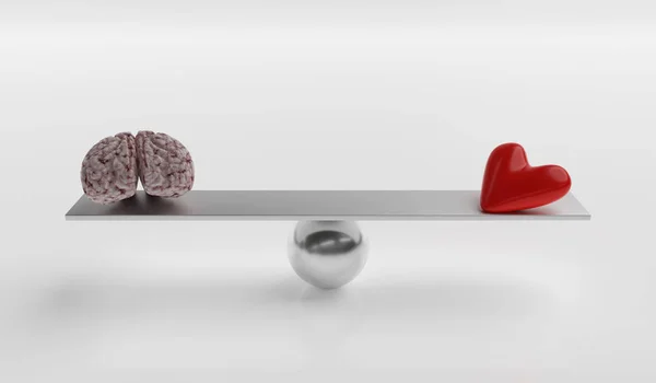 Σύγκρουση της έννοιας της καρδιάς και του εγκεφάλου. 3D τετηγμένα εικονογράφηση. — Φωτογραφία Αρχείου