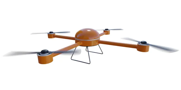 Drone volante isolato su sfondo bianco. Illustrazione resa in 3D — Foto Stock