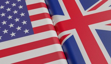 Usa ve Büyük Britanya bayrakları. 3d resimlendirme.
