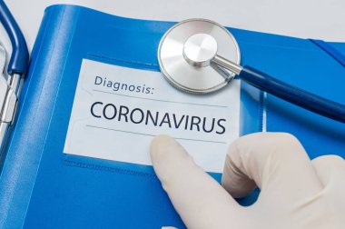 Romantik Coronavirus Hastalığı 2019-Ncov mavi klasörde yazıyor..
