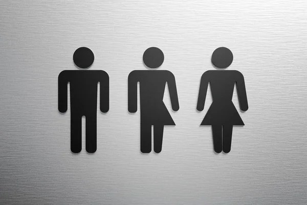 女性和第三性别的厕所标志 3D作了说明 — 图库照片