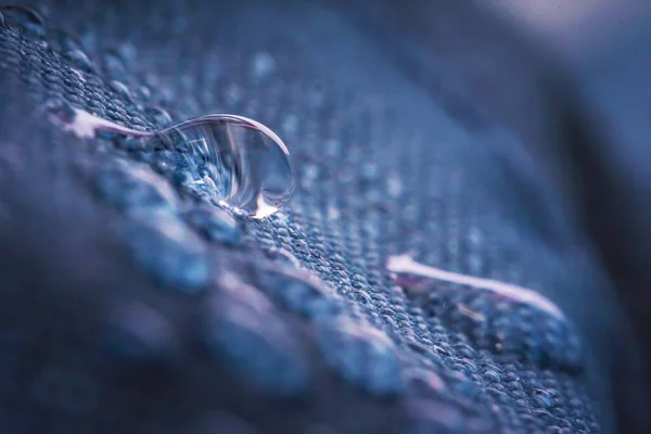 Gotas Água Tecido Impermeável Impregnado — Fotografia de Stock