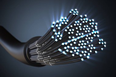 Optik fiber kablo. 3d resimlendirme.