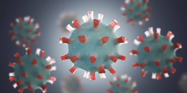 Birçok patojenik virüs enfeksiyona neden olur. 3 Boyutlu resimleme.