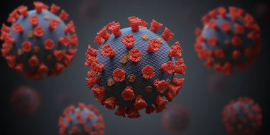 Birçok patojenik virüs enfeksiyona neden olur. 3 Boyutlu resimleme.