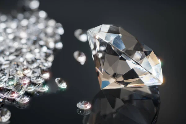 Beaucoup Gemmes Brillantes Diamants Sur Fond Noir — Photo