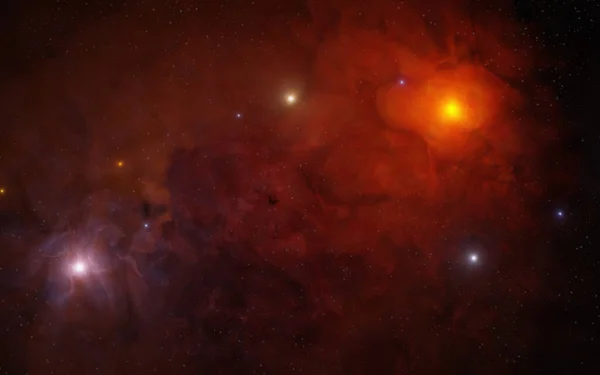 Estrellas Nebulosa Roja Espacio Exterior Ilustración Renderizada — Foto de Stock