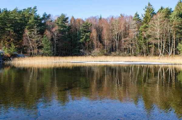 Sisjon in novembre lthe water is still — Foto Stock