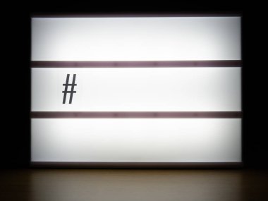 LED ışık kutusu hashtag şablon mesaj tahtası koyu