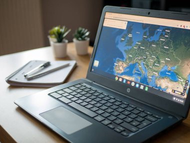 March 2020 UK: European Satellite View on Google Maps App Chromebook Chrome OS Laptop