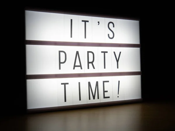 Led Light Box Party Time Sign Dark — Stock Photo, Image