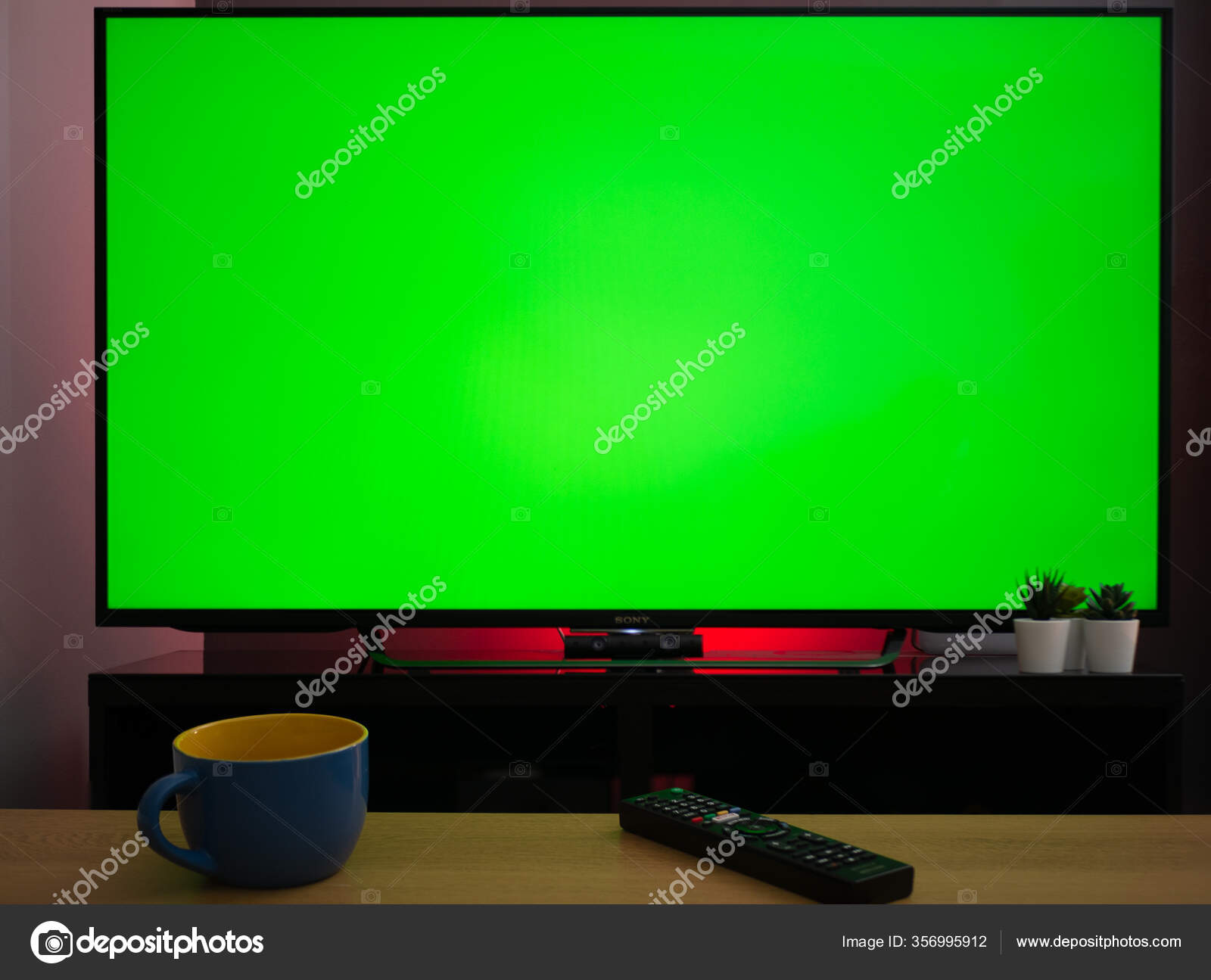 Chroma Key Green Screen Television Screen Living Room Home Setting