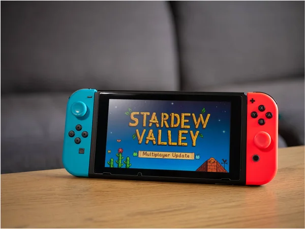 Reino Unido Março 2020 Nintendo Switch Console Com Jogo Stardew — Fotografia de Stock