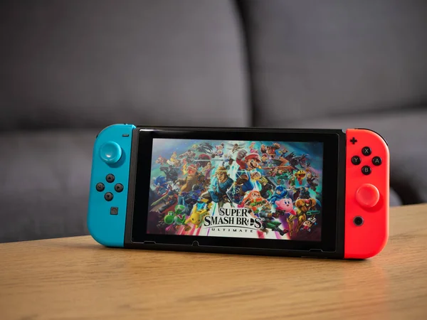 Egyesült Királyság Március 2020 Nintendo Switch Konzol Super Smash Bros — Stock Fotó