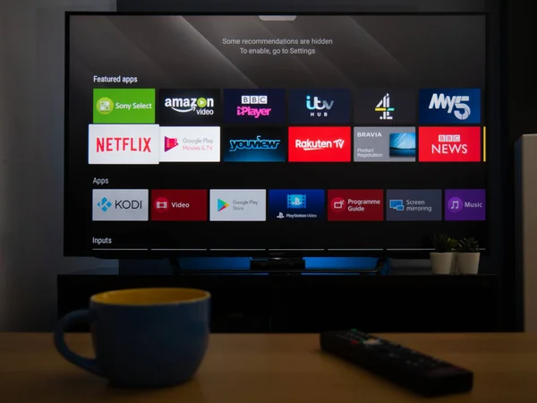 March 2020 Television Smart Apps Catch Services Online — Stock Photo, Image