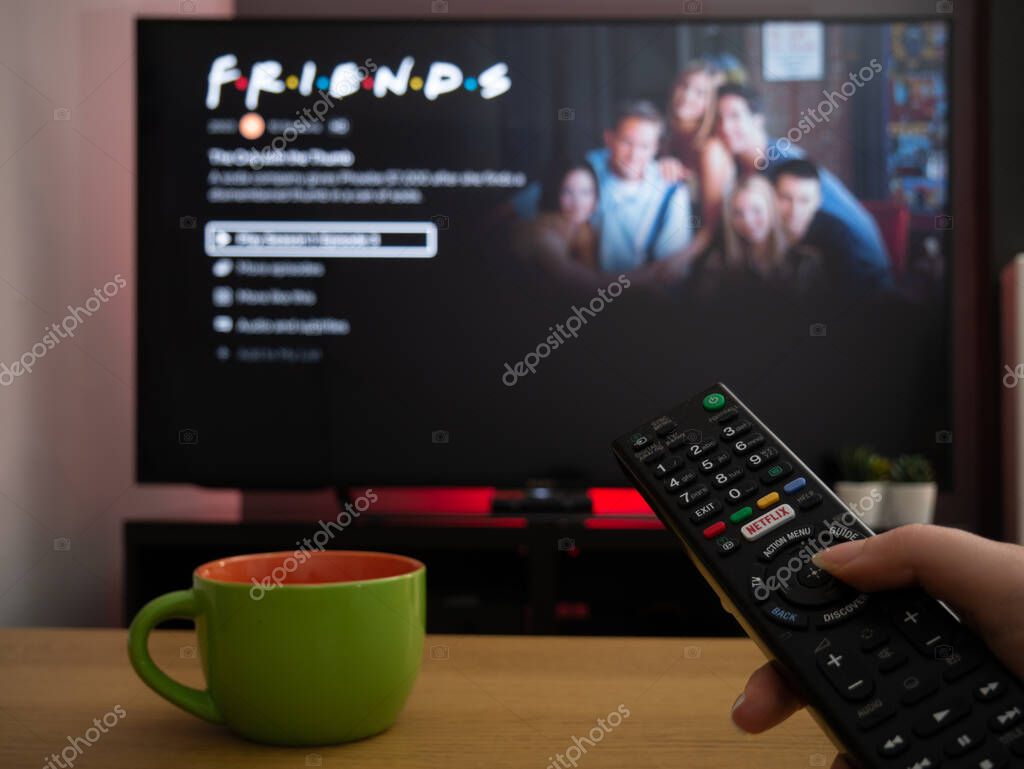 UK, March 2020: TV Television Friends sitcom series on Netflix