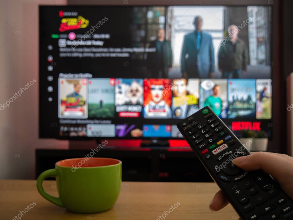 UK, March 2020: TV Television Netflix selection page better call saul original series