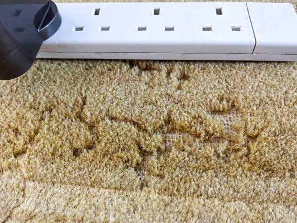 Kerusakan Yang Disebabkan Karpet Oleh Infeksi Ngengat — Stok Foto