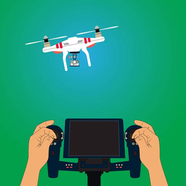 Quadcopter en afstandsbediening — Stockvector