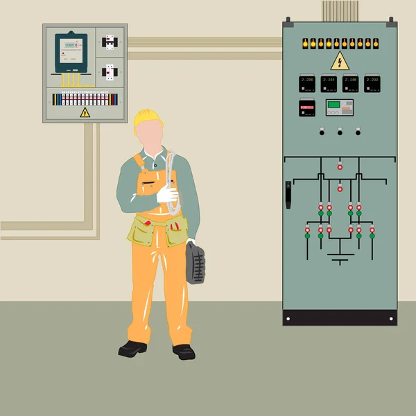 Elektricien en apparatuur — Stockvector