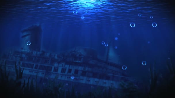 El barco en el fondo del mar — Vídeo de stock
