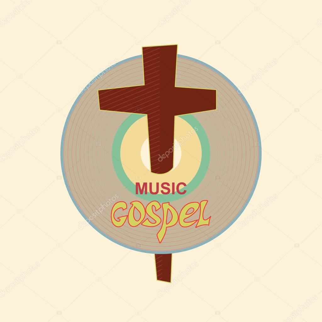 Christian emblem with the image of the music CD and the cross. Symbolizes a Christian music Studio.