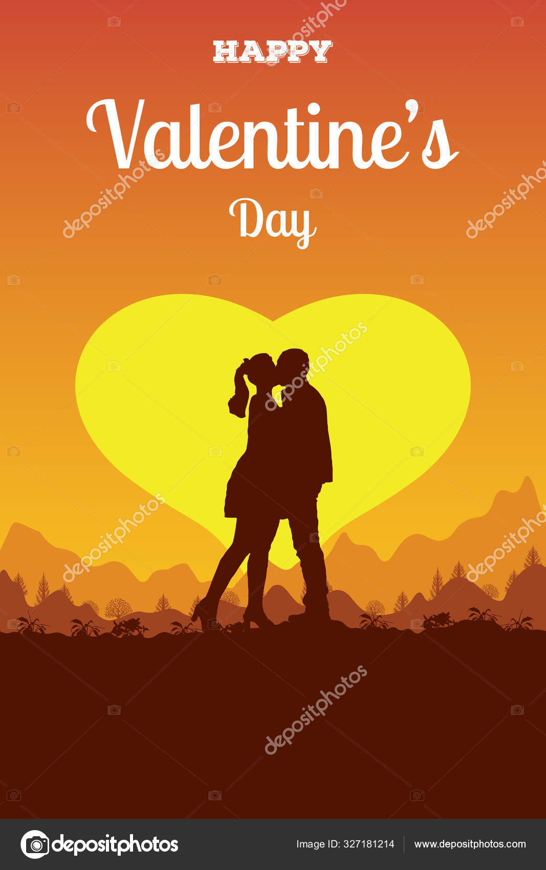 Valentine's Day Card Couple Love Romantic Concept February Sun