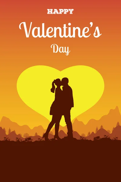 Valentine Day Card Couple Love Romantic Concept February Sun Shape — Stock Vector