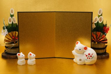 Fare yılı yeni yıl kartı materyali (Yeni yıl kartı materyali ve yeni yıl malzemesi))