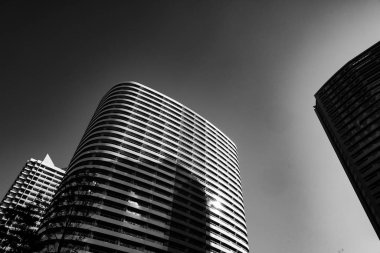 Yokohama Minato Mirai silueti (monokrom)