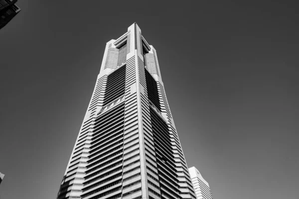 Yokohama Minato Mirai Skyline Monocromático — Fotografia de Stock