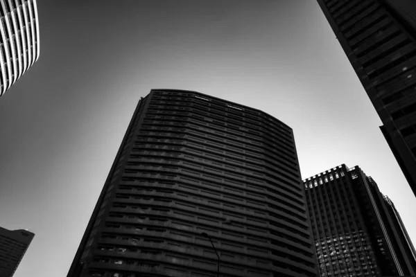 Yokohama Minato Mirai Skyline Monocromático — Fotografia de Stock