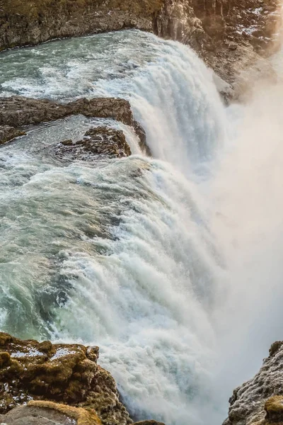 Cachoeira Nascer Sol Islândia Gullfoss — Fotografia de Stock