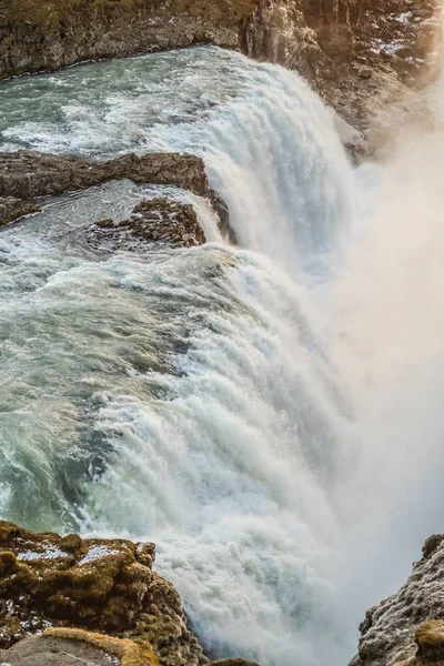 Waterval Zonsopgang Van Ijsland Gullfoss — Stockfoto