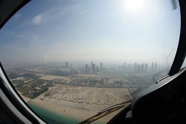 Dubais urban landscape as seen from helicopter