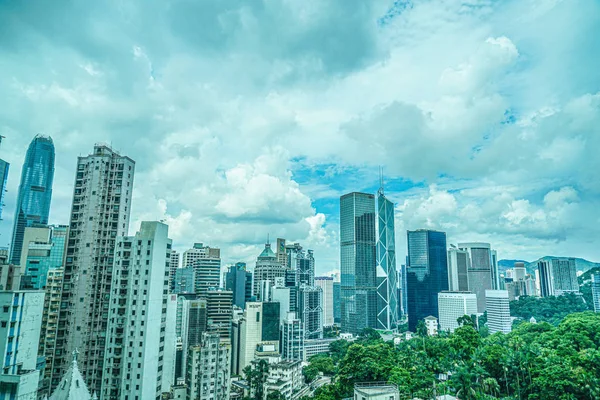 Edifícios Altos Vazios Bom Tempo Hong Kong — Fotografia de Stock