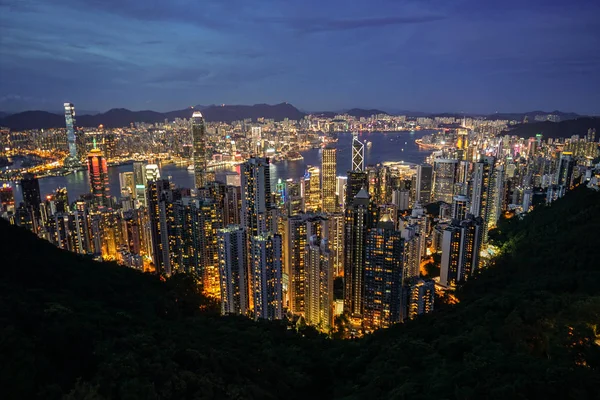 Hong Kong Nacht Uitzicht Vanaf Victoria Peak — Stockfoto