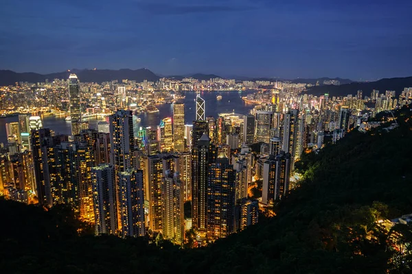 Hong Kong Νυχτερινή Θέα Από Victoria Peak — Φωτογραφία Αρχείου