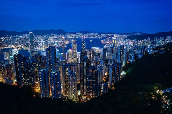 Hong Kong Νυχτερινή Θέα Από Victoria Peak — Φωτογραφία Αρχείου