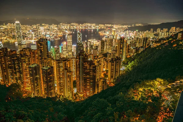 Hong Kong Nacht Uitzicht Vanaf Victoria Peak — Stockfoto