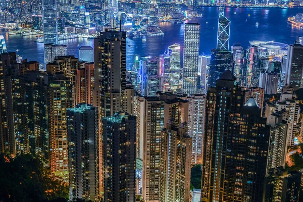 Hong Kong Nacht Uitzicht Vanaf Victoria Peak — Stockfoto