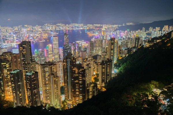 Hong Kong Νυχτερινή Θέα Από Victoria Peak — Φωτογραφία Αρχείου