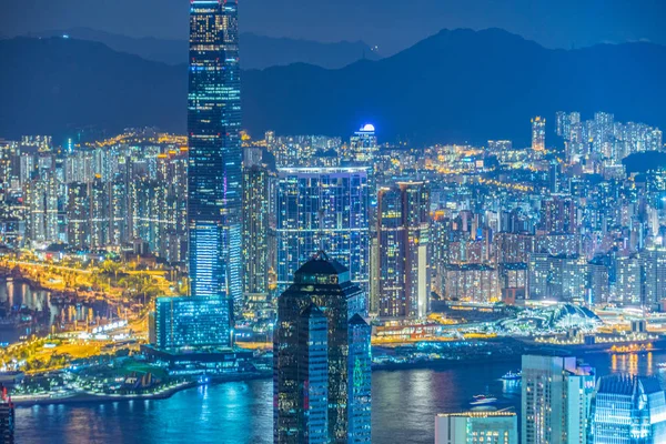 Victoria Tepesi Nden Hong Kong Gece Görüşü — Stok fotoğraf